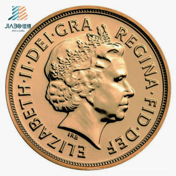 Moneda de oro caliente del metal del logotipo de la reina de encargo de la venta 3D para el regalo del recuerdo